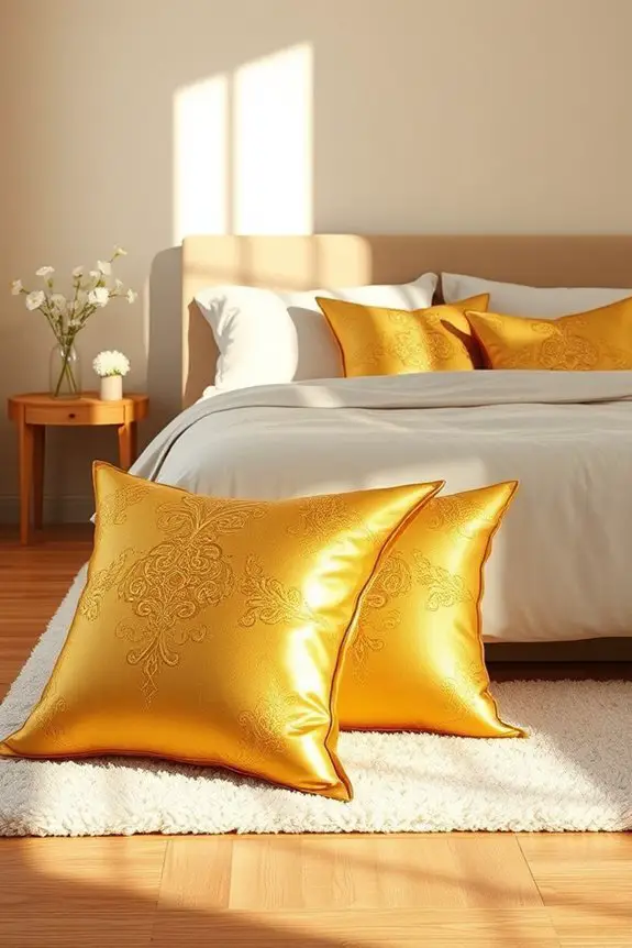 gold pillows enhance aesthetic