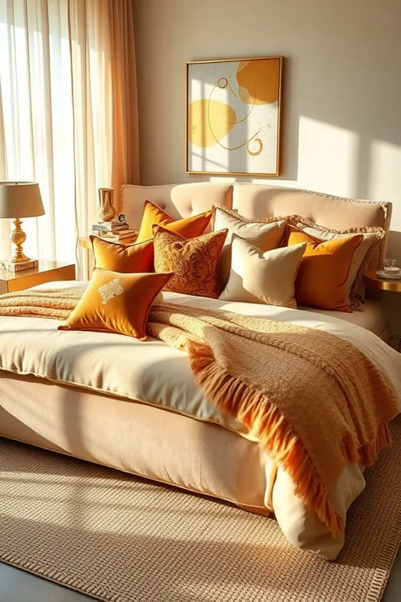 gold pillows enhance elegance