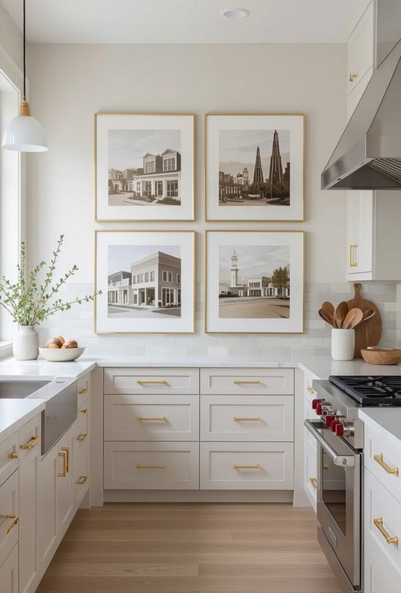 gold pulls gallery arrangement