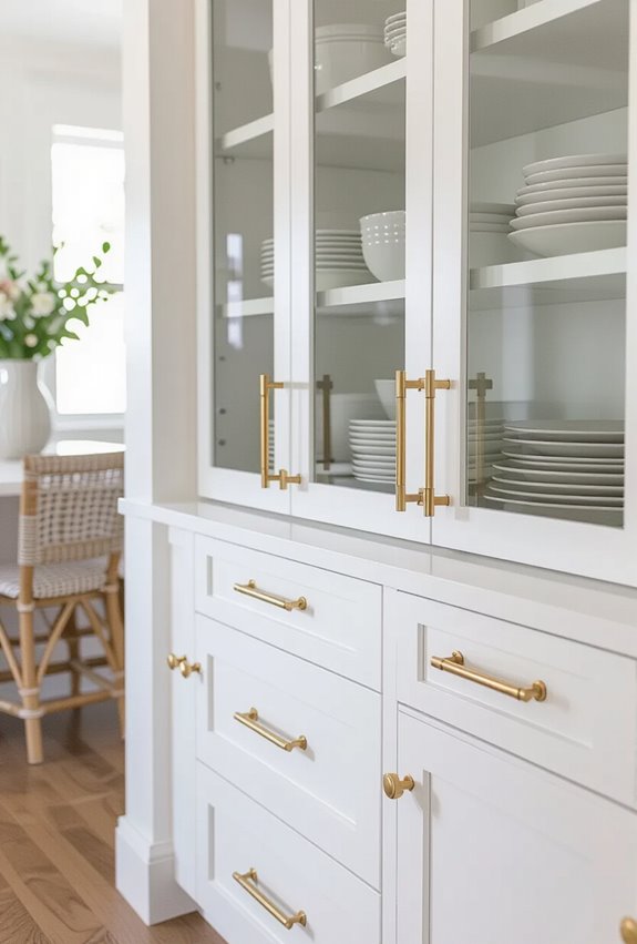 gold pulls glass displays