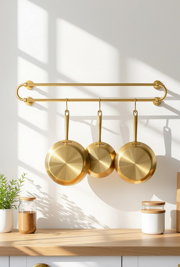 gold rail cookware display