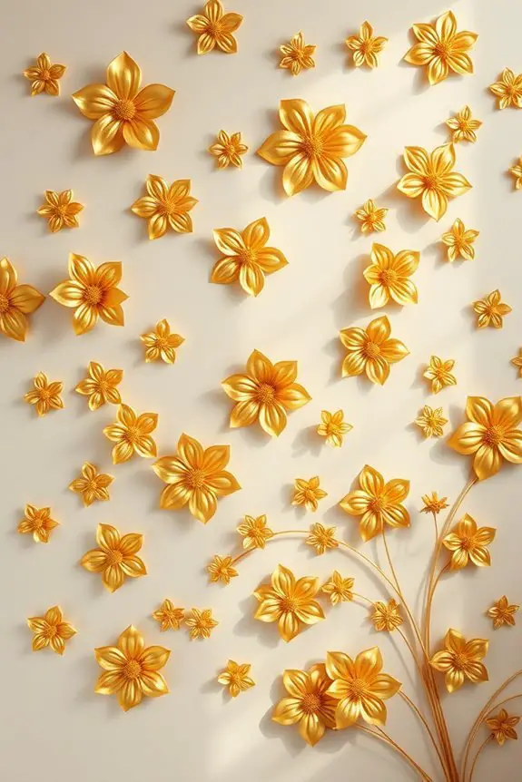 golden tape floral decor