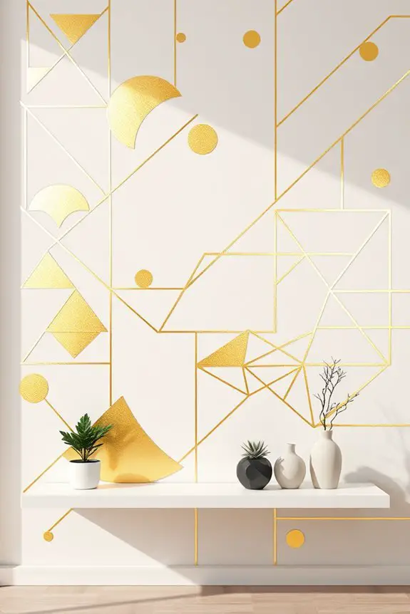 golden tape wall decor
