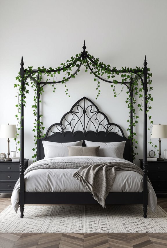 gothic bedframe with vines