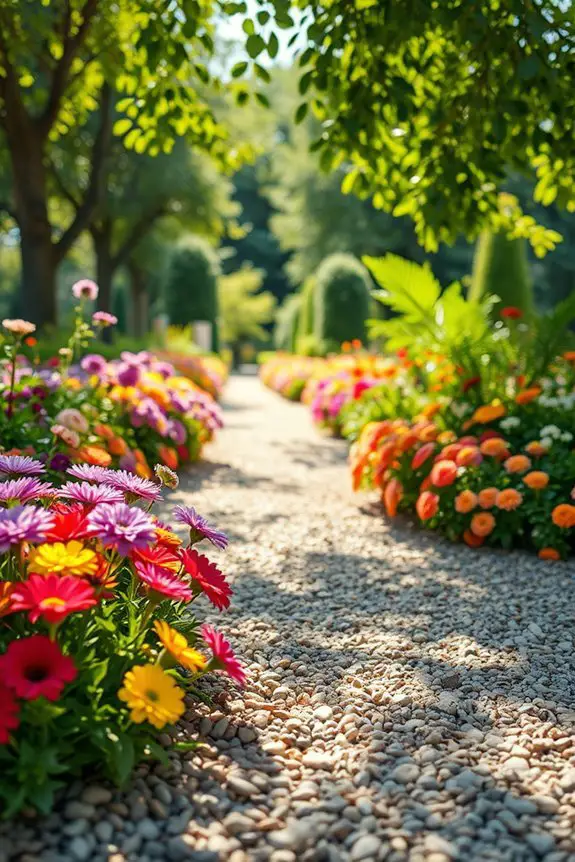 gravel borders enhance flower beds