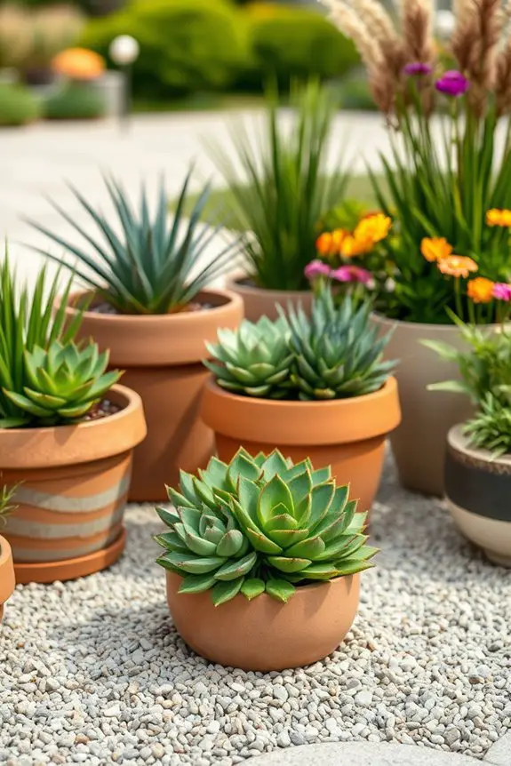 gravel enhances container gardens