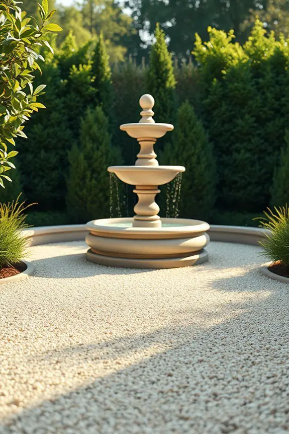 gravel enhances fountain aesthetics