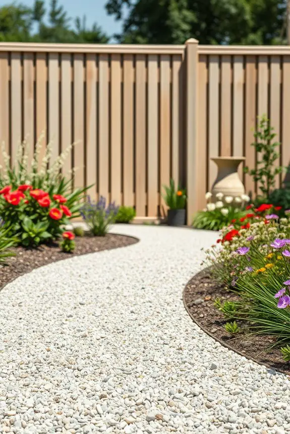 gravel enhances garden fencing