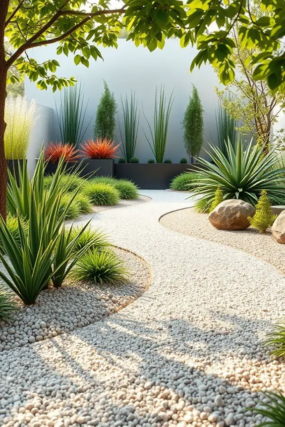 gravel enhances modern garden design