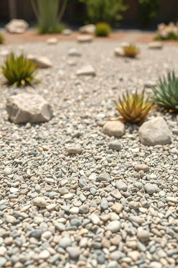 gravel enhances rock garden