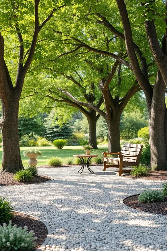 gravel patio tree installation