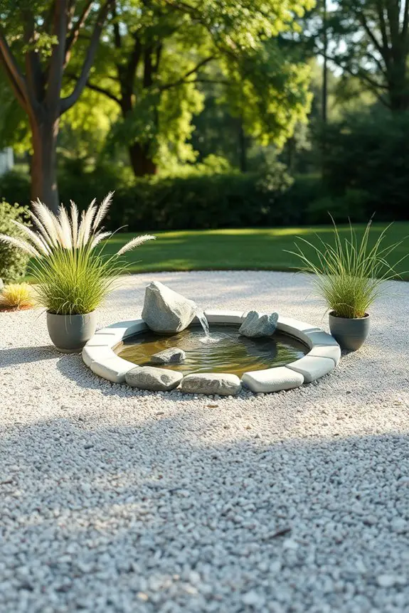 gravel patio water feature design