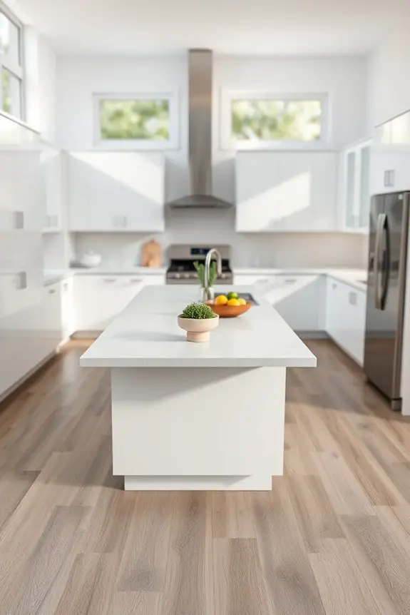 gray floors white cabinets