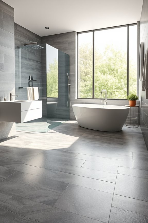 gray tiles metallic accents