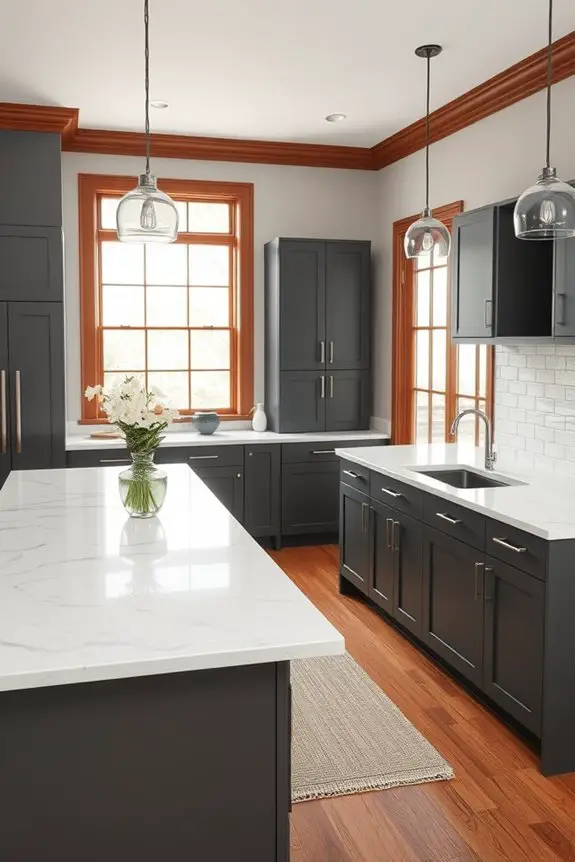 gray walls brown trim