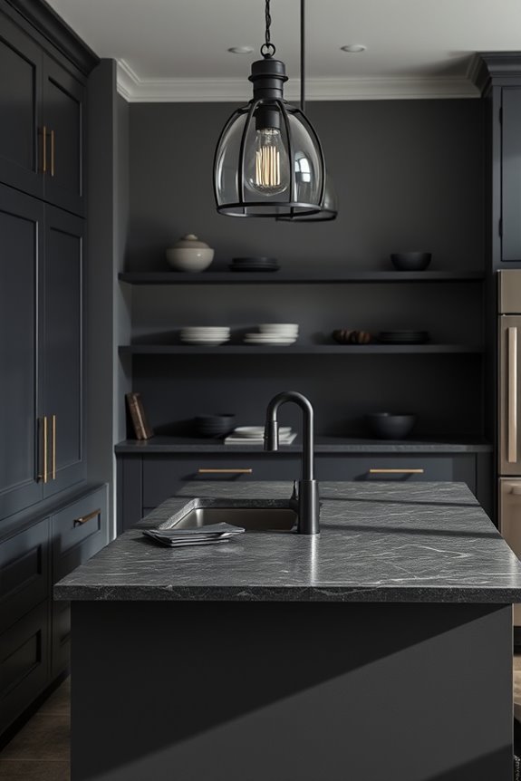 gray walls dark fixtures