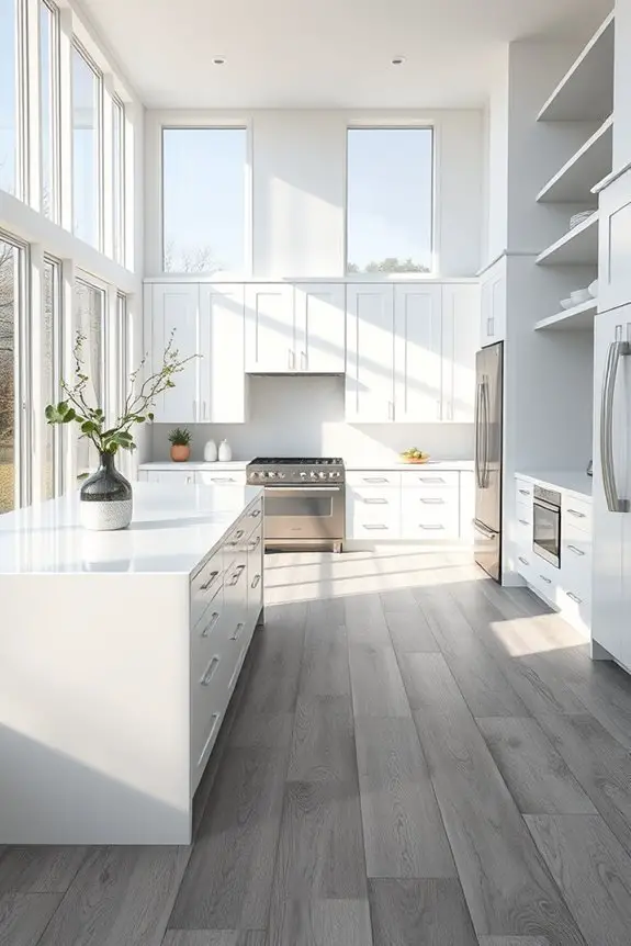 gray wood floors contrast