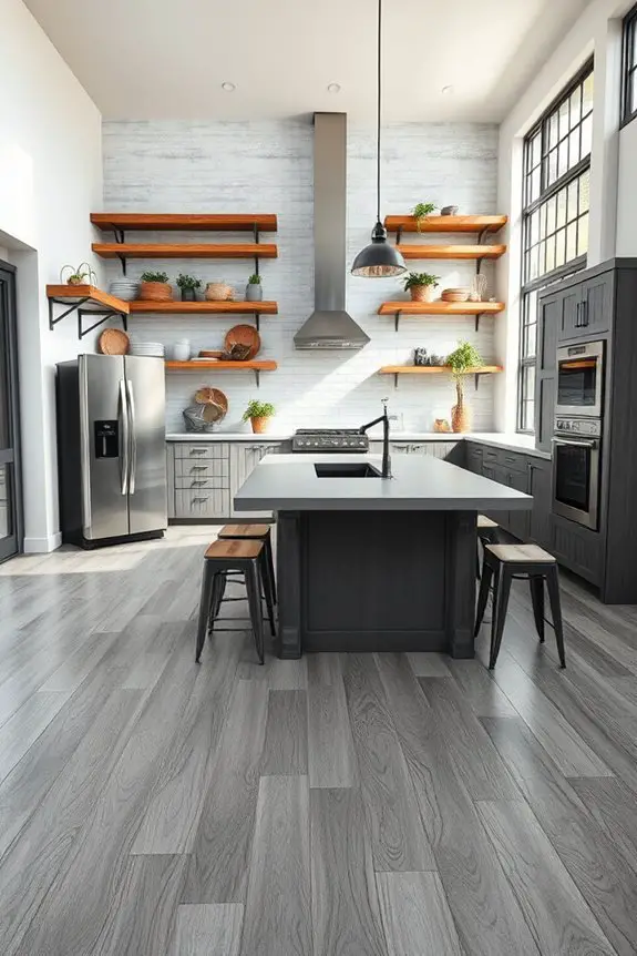 gray wood industrial kitchen
