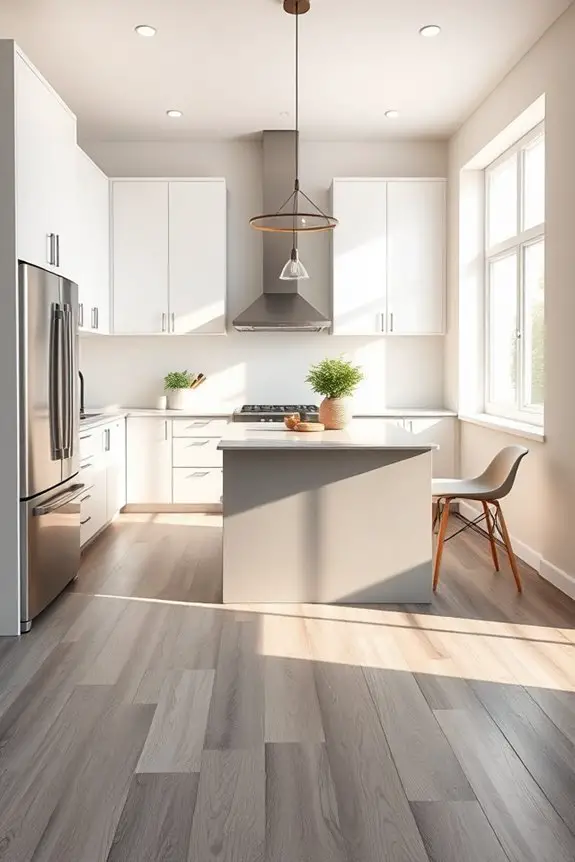 gray wood kitchen floors