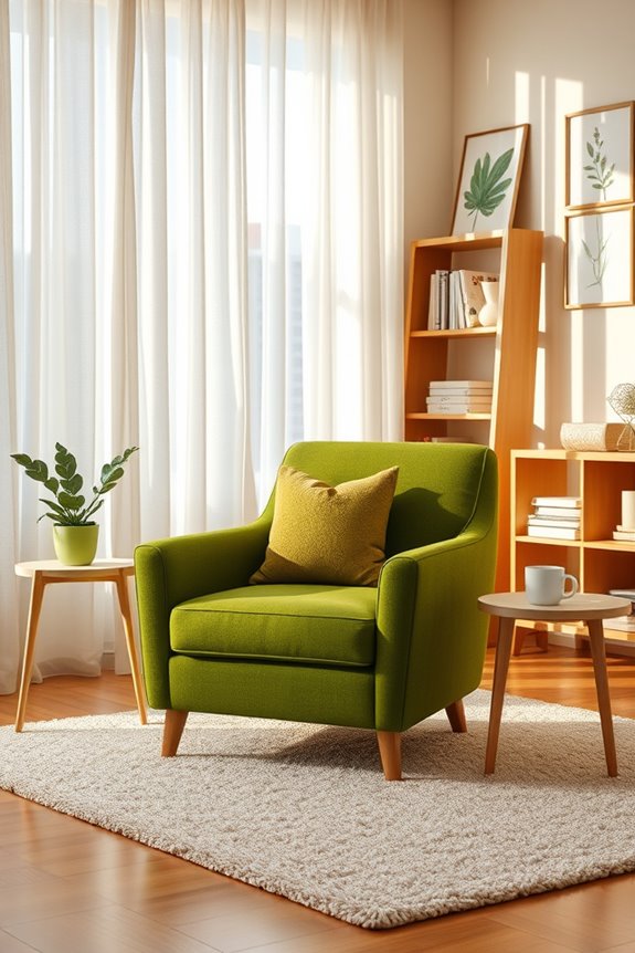 green accent chair focal point