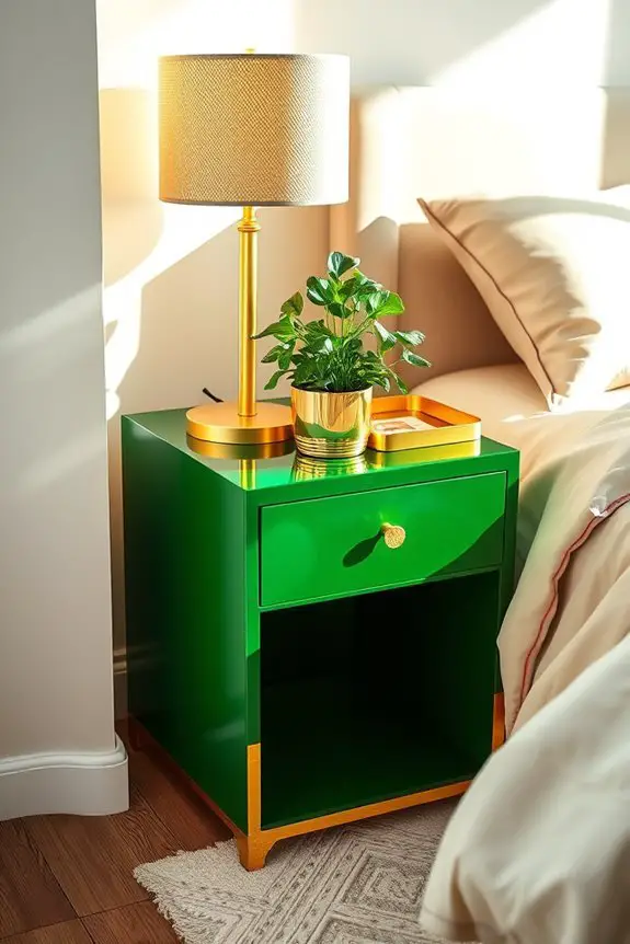 green and gold accents