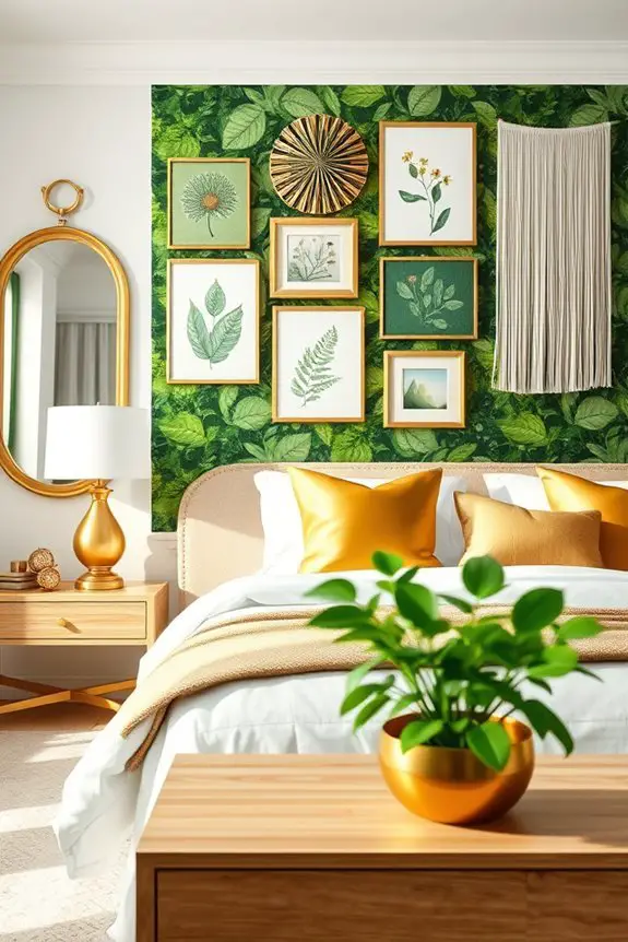 green and gold decor