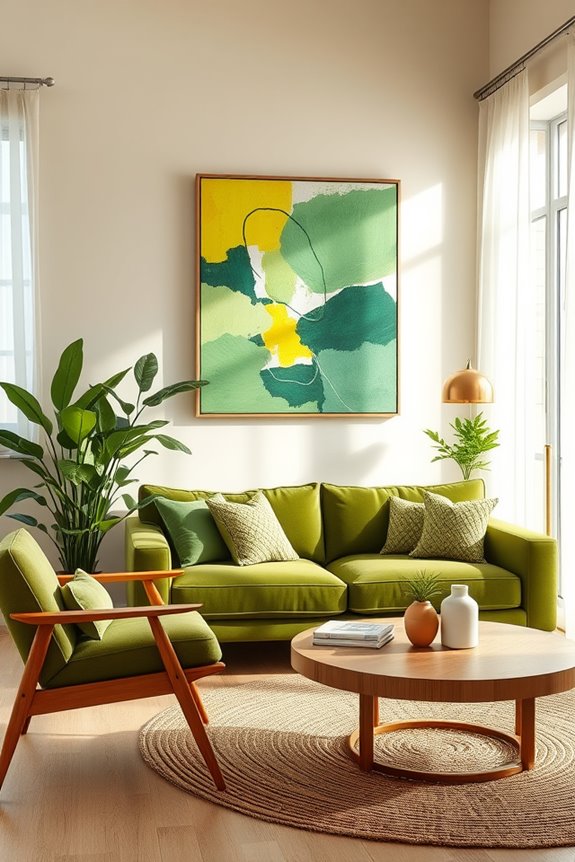green artwork living room
