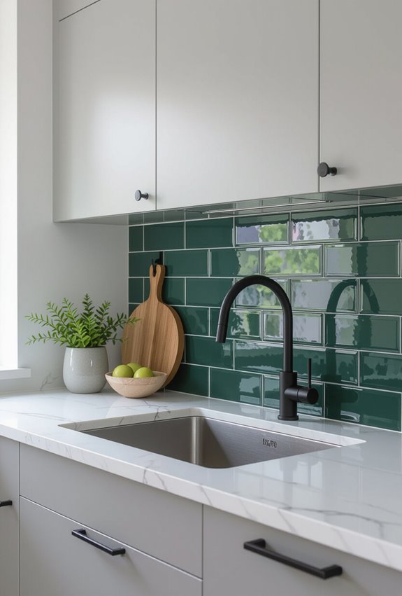 green backsplash muted grey