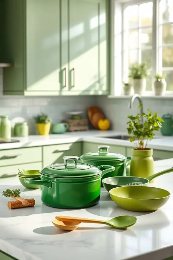 green cookware enhances aesthetics