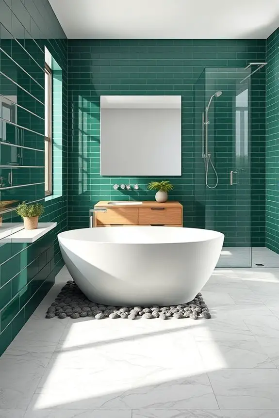 green tile and stone
