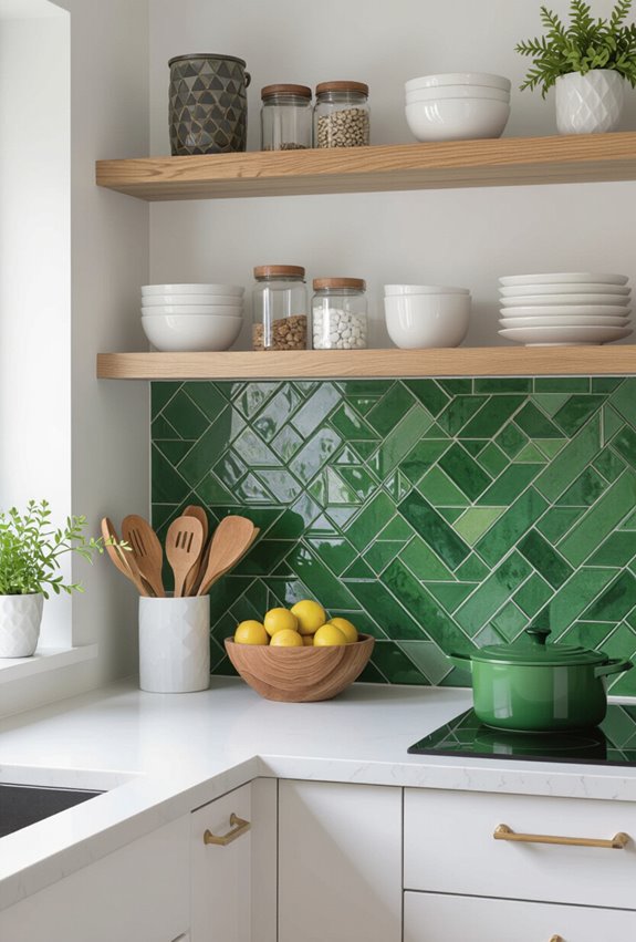 green tile patterned textures