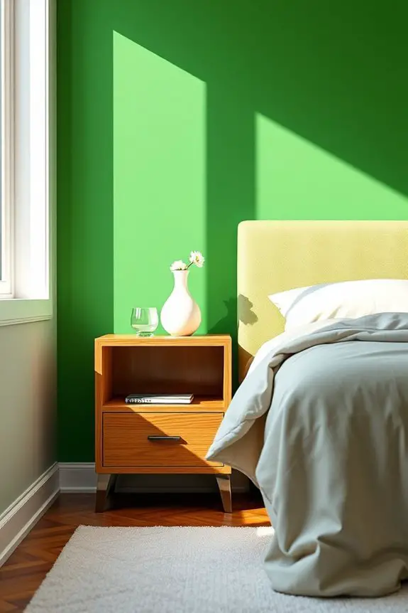 green wall decor pairing