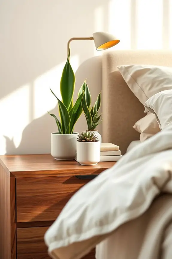 greenery on nightstand aesthetics