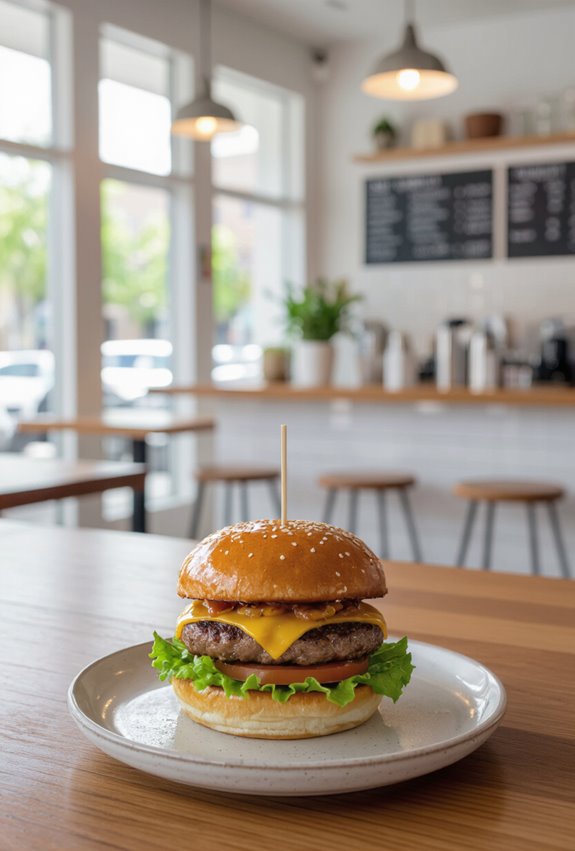 greenery softens industrial burgershop