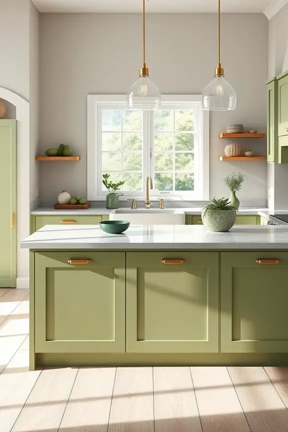 grey and avocado kitchen