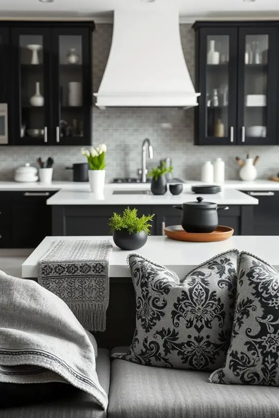 grey and black textiles