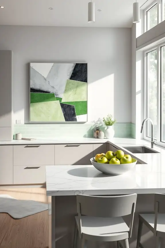 grey and green artwork