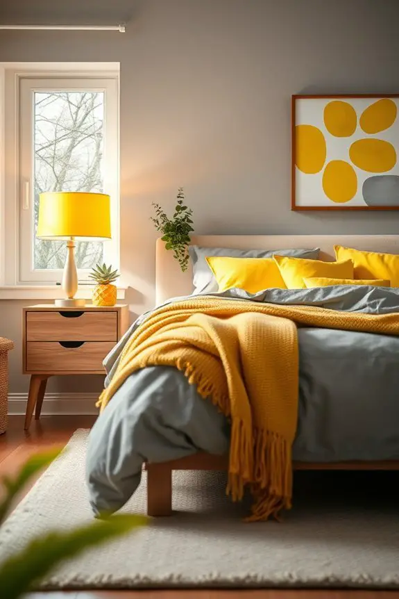 grey and yellow decor