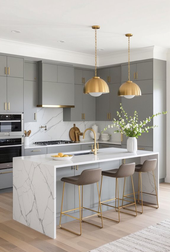 grey gold entertaining kitchen hub