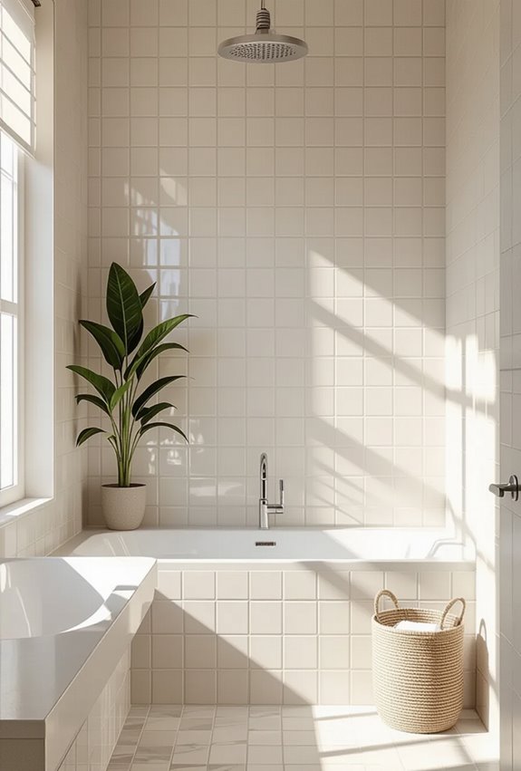 grout defined geometric tile accents