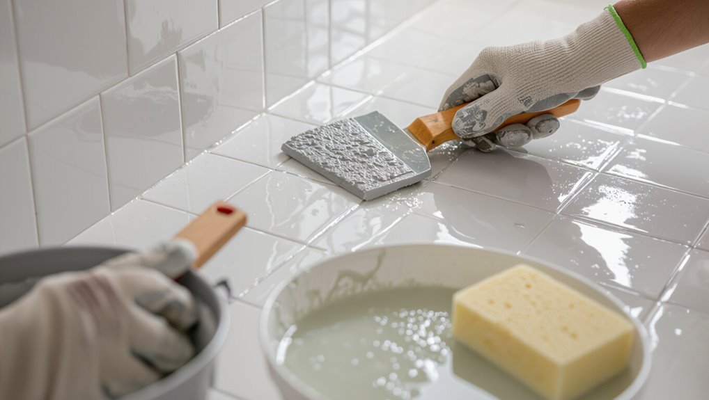 grouting mix apply clean seal