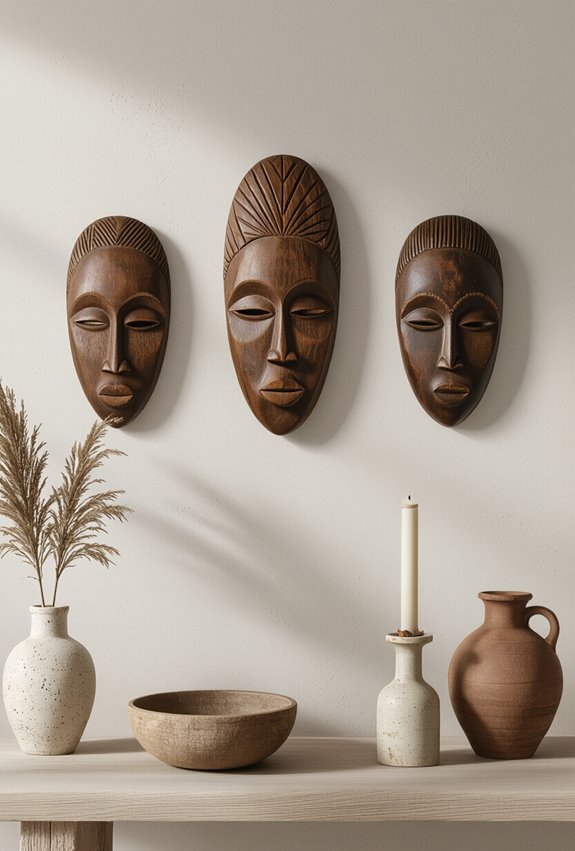 hand carved masks walldisplay
