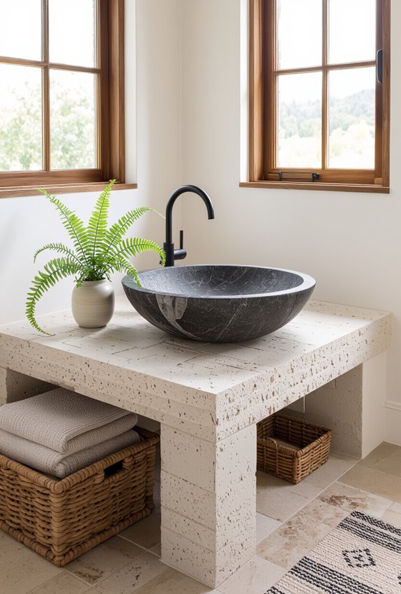 hand carved stone vessel sink