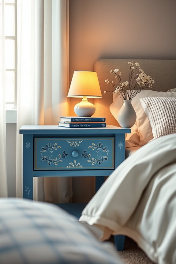 hand painted blue nightstand creativity