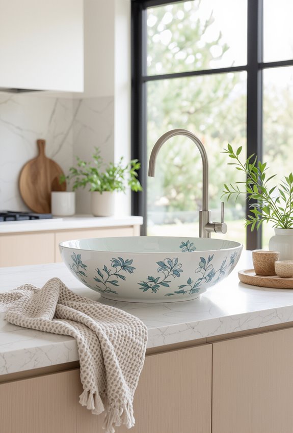 hand painted ceramic sink centerpiece