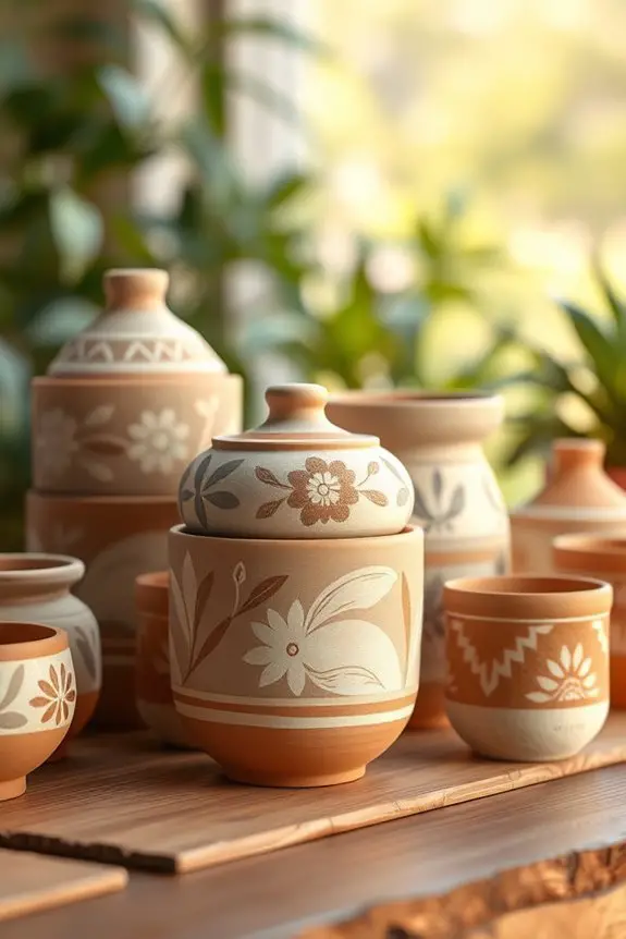 hand painted decorative clay pots