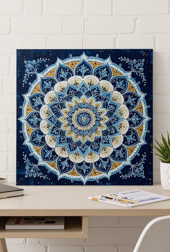 hand painted mandala canvas art