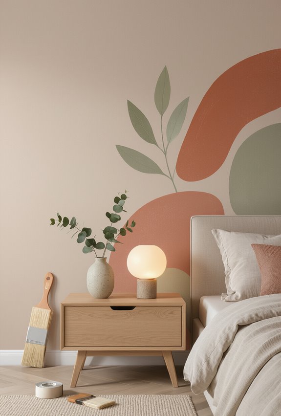 hand painted mural headboard accents