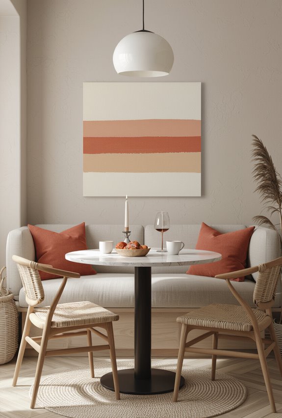 hand painted striped canvas focalpiece