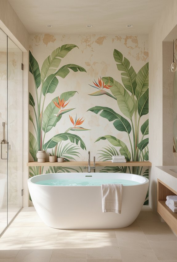 hand painted tropical tile murals